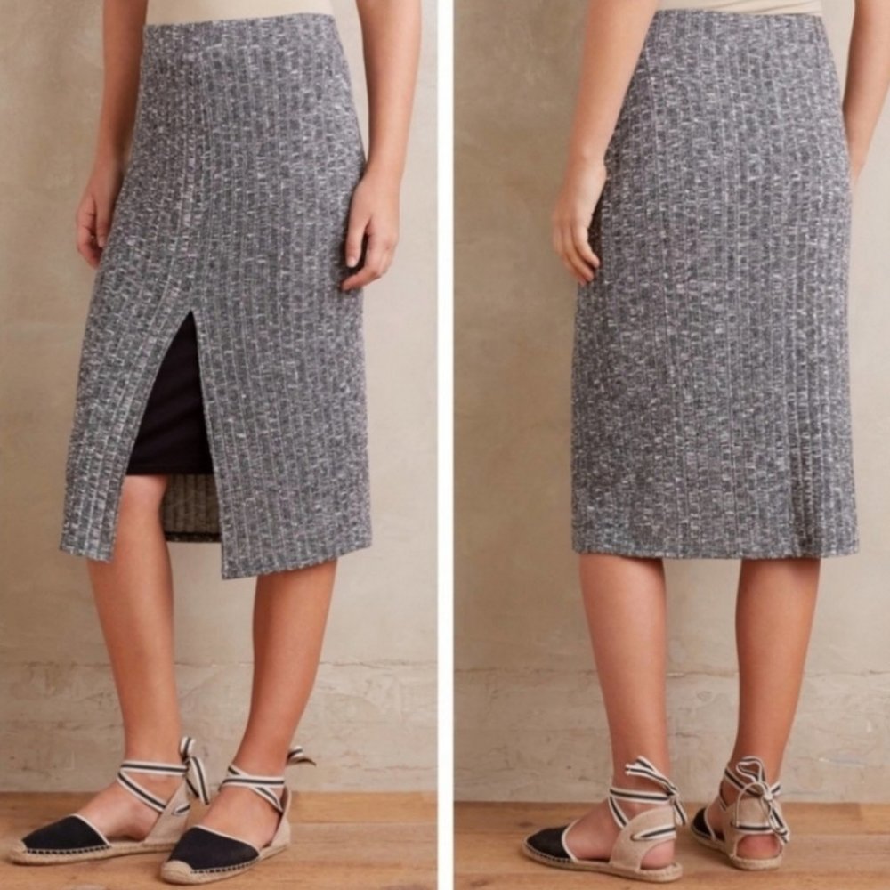Anthro Dolan Left Coast Luna Knit Straight Grey Midi Skirt Size S